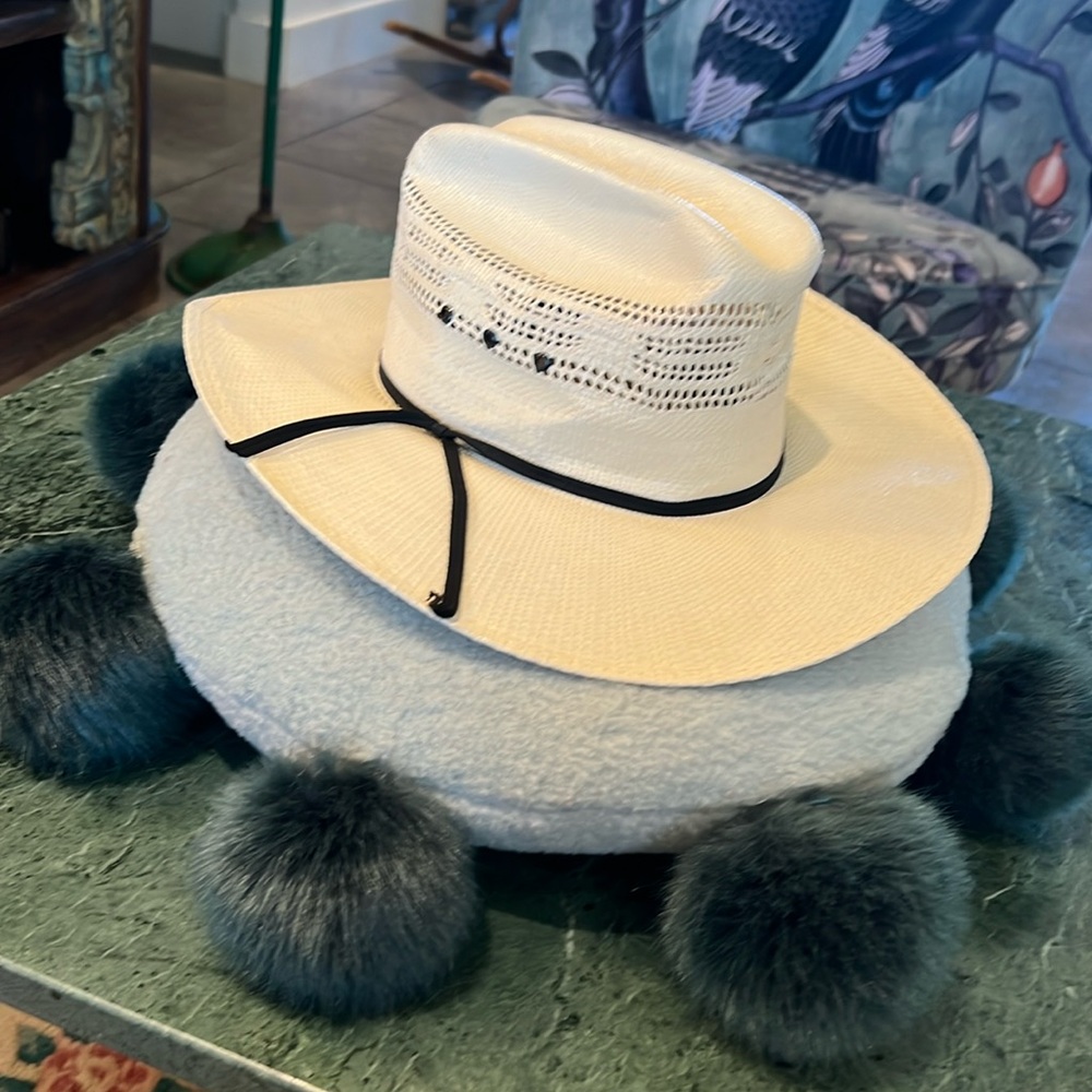 RANGER HATS ~ Cream Bangora Kids Straw Cowboy Hat with Black Ribbon Band